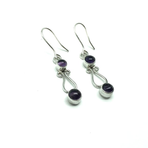 Ohm Design Amethyst Gemstone Dangle Earrings | Womens Jewelry - Picture 5 of 5